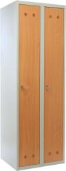 Rauman Fém szekrény fa ajtókkal, 60 x 50 x 180 cm, hengerzárral, bükkfa