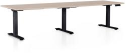 Rauman OfficeTech Long állítható magasságú asztal, 260 x 80 cm, fekete alap, tölgy