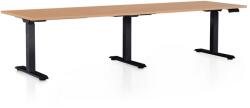 Rauman OfficeTech Long állítható magasságú asztal, 260 x 80 cm, fekete alap, bükkfa