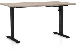 Rauman OfficeTech A állítható magasságú asztal, 140 x 80 cm, fekete alap, tölgy