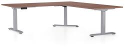 Rauman OfficeTech Angle állítható magasságú asztal, 180 + 120 cm, szürke alap, dió