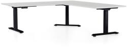 Rauman OfficeTech Angle állítható magasságú asztal, 180 + 120 cm, fekete alap, világosszürke