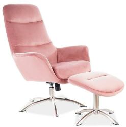 SIGNAL MEBLE Nixon Velvet fotel, rózsaszín / ezüst