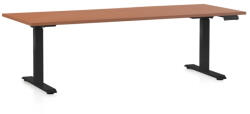 Rauman Állítható magasságú asztal OfficeTech D, 200 x 80 cm, fekete alap, cseresznye
