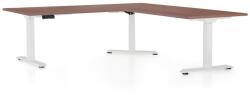 Rauman OfficeTech Angle állítható magasságú asztal, 180 + 120 cm, fehér alap, dió
