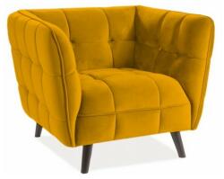 SIGNAL MEBLE Castello Velvet fotel, sárga / fekete