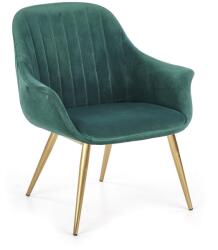 Halmar Elegance II fotel, sötétzöld / arany