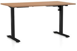 Rauman OfficeTech A állítható magasságú asztal, 140 x 80 cm, fekete alap, bükkfa