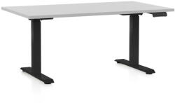 Rauman OfficeTech D állítható magasságú asztal, 140 x 80 cm, fekete alap, világosszürke