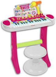 Bontempi Girl elektromos szintetizátor lábakkal és székkel + mikrofon - fehér/rózsaszín (MOL-133672)