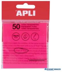 APLI Öntapadó jegyzettömb, átlátszó, vízálló, 75x75 mm, 50 lap, APLI, rózsaszín (LCA19570) - kecskemetirodaszer