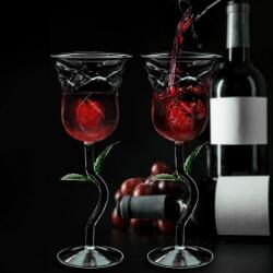 Mikamax Set 2 Pahare Vin - Trandafir Suport sticla vin