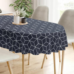Goldea pamut asztalterítő - mozaik mintás, sötétkék alapon - ovális 140 x 280 cm