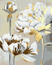 Oh Art Set pictura pe numere, cu sasiu, Flori stralucitoare - vopsea aurie, 40x50 cm (JX1048) Carte de colorat