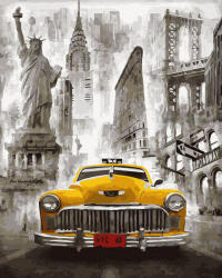 Oh Art Set pictura pe numere, cu sasiu, Taxi in America, 40x50 cm (GX23370)