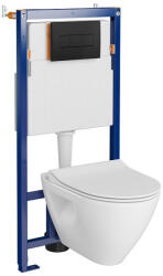 Cersanit Set vas wc suspendat Mille Plus cu capac soft close, rezervor incastrat Tech Line Opti si clapeta negru mat (S701-649)
