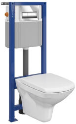 Cersanit Set vas wc suspendat Carina cu capac soft close, rezervor incastrat System 21 si clapeta crom lucios (S701-063)