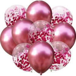 Teno Set 10 Baloane Teno®, Confeti, pentru Petreceri/Aniversari/Evenimente, o singura dimensiune, 2 culori, latex, roz