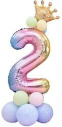 Teno Set 14 Baloane CIfra 2 Teno®, coroana, balon pastelat, pentru Petreceri/Aniversari/Evenimente, mai multe dimensiuni, latex, multicolor