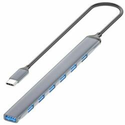BLACKBIRD USB 3.0 Type-c 7 port hub extra slim, aluminium ház, notebookhoz (BH1468)