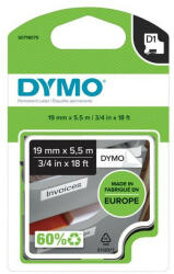 DYMO Feliratozógép szalag tartós poliészter Dymo D1 S0718070 19mmx5, 5m, ORIGINAL, fekete/fehér (S0718070)