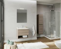 Savinidue Oslo 60cm-es fiókos fürdőszobaszekrény füstölt tölgy + mosdó - mindigbutor