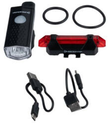 Dunlop Kerékpár lámpa szett első/hátsó, IP44, 500/240mAh USB-n tölthető - fashionforyou