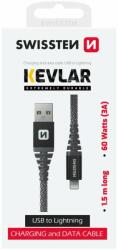 SWISSTEN kevlár adat- és töltőkábel, USB/lightning, 1, 5m, 60W, 3A (71543010)
