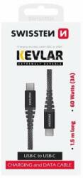 SWISSTEN Cablu de date și încărcare Swissten Kevlar USB-C/USB-C, 1, 5 m, 60 W, 3A, antracit (71542010)