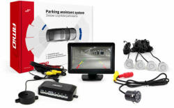 AMiO Parkolásérzékelő készlet tft01 4, 3" kamerával hd-307-ir 4 ezüst é