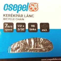 KMC Csepel-KMC kerékpár lánc, 5-6-7s, 116 szem, patentszemmel, barna