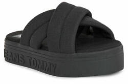Tommy Jeans Şlapi Tjw Lettering Flatform Sandal EN0EN02465 Negru