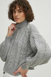 MEDICINE pulover din amestec de lana femei, culoarea gri, cu guler ZBYX-SWD884_09X