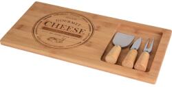 4-Home Tavă din bambus pentru brânză cu accesorii38 x 18 x 1, 5 cm Tocator