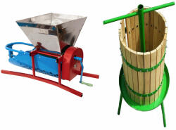 Micul Fermier Szőlődaráló készlet aprítóval, 500 kg / óra, 30 l, kistermelő + 35 literes faprés, zöld