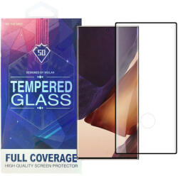  Samsung Galaxy S23 Ultra 5G üvegfólia, tempered glass, előlapi, 5D, edzett, hajlított, fekete kerettel, újjlenyomat olvasónál kivágott