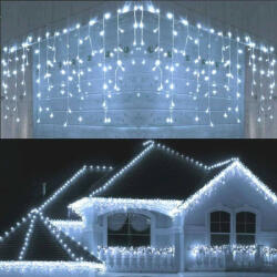  180 LED-es 8 programos karácsonyi jégcsap fényfüzér hidegfehér - tok-shop