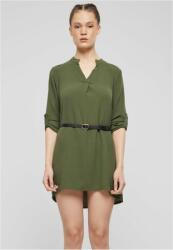 Urban Classics Cloud5ive Damen Longform Musselin Turn-Up Shirt mit Gürtel green