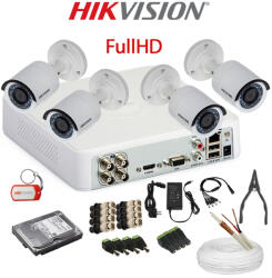Hikvision KIT 4 Camere video complet, FullHD, 2.8mm, IR 25m, DVR, HDD 1TB, Cablu 100 metri, HIKVISION - KIT4CHA-4CAA-TT1CCR