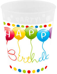 Születésnap Happy Birthday Streamers pohár, műanyag 250 ml