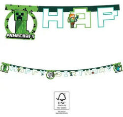 Minecraft Green Happy Birthday felirat FSC 2 m
