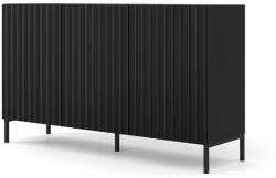BIM Furniture Komód 150cm, Matt Fekete Színben, Fekete Lábakkal, Wave 3d (bim_wave_cabinet_150_3d_black_mat_black_legs)