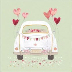 Ambiente Just married green papírszalvéta 33x33cm, 20db-os - szep-otthon