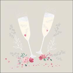 Ambiente Champagne glasses grey papírszalvéta 33x33cm, 20db-os - szep-otthon