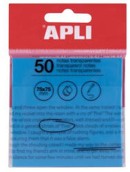 APLI Öntapadó jegyzettömb, átlátszó, vízálló, 75x75 mm, 50 lap, APLI, kék (19571) - iroszer24