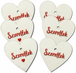 Nyomtatott fa tábla - Szeretlek szív 4cm 6db - kosarbolt