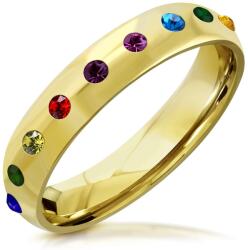 Steeel. hu - Nemesacél ékszer webáruház Aura - Arany színű, színes cirkónia köves karikagyűrű