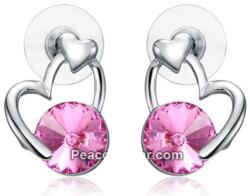 Steeel. hu - Nemesacél ékszer webáruház Szív alakú fülbevaló pink szinű kristállyal