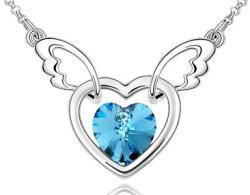 Steeel. hu - Nemesacél ékszer webáruház Cold Heart kristályos szárnyaló szív medál kék ővel