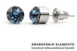 Steeel. hu - Nemesacél ékszer webáruház Jazzy kék Swarovski® kristályos fülbevaló - Kerek foglalatos - Denim Blue